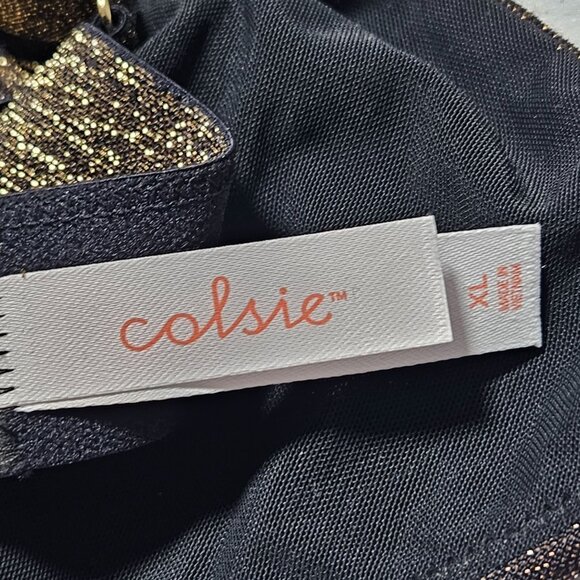 Colsie Black Gold Glitter Triangle Bralette Bra Size XL Adjustable Straps Women - Picture 3 of 6